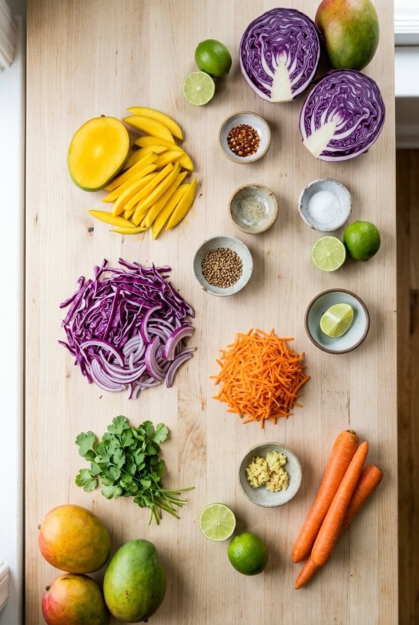 ingredients for Crisp & Tropical Fresh Mango Slaw