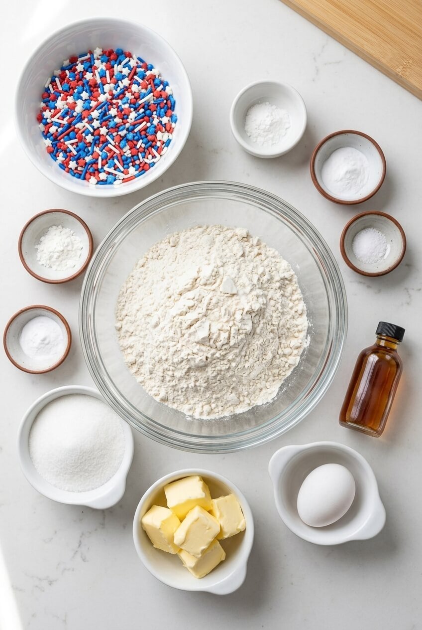 ingredients for 4th of July Sugar Cookie Bars