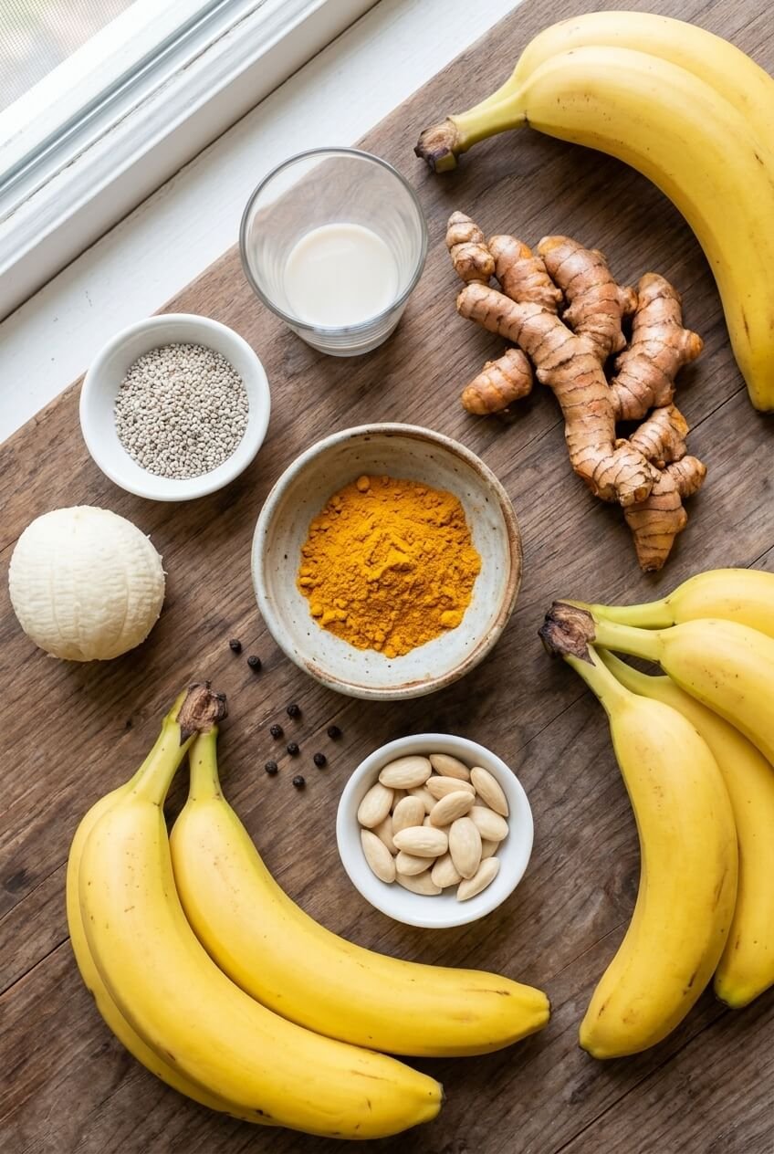 ingredients for Banana Turmeric Smoothie