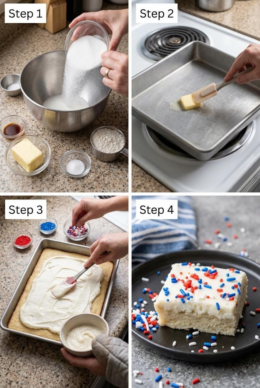 cooking 4th of July Sugar Cookie Bars step by step