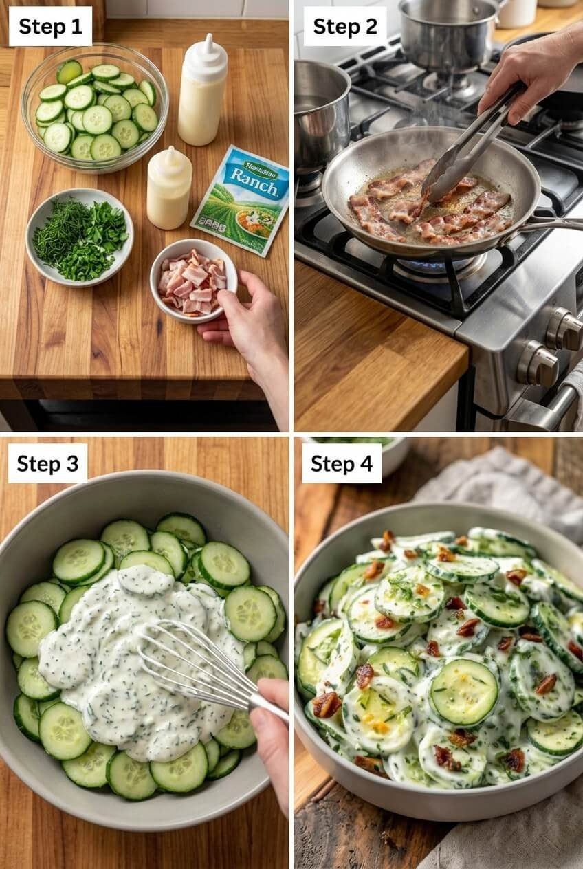 cooking Addictive Cucumber Ranch Crack Salad step by step