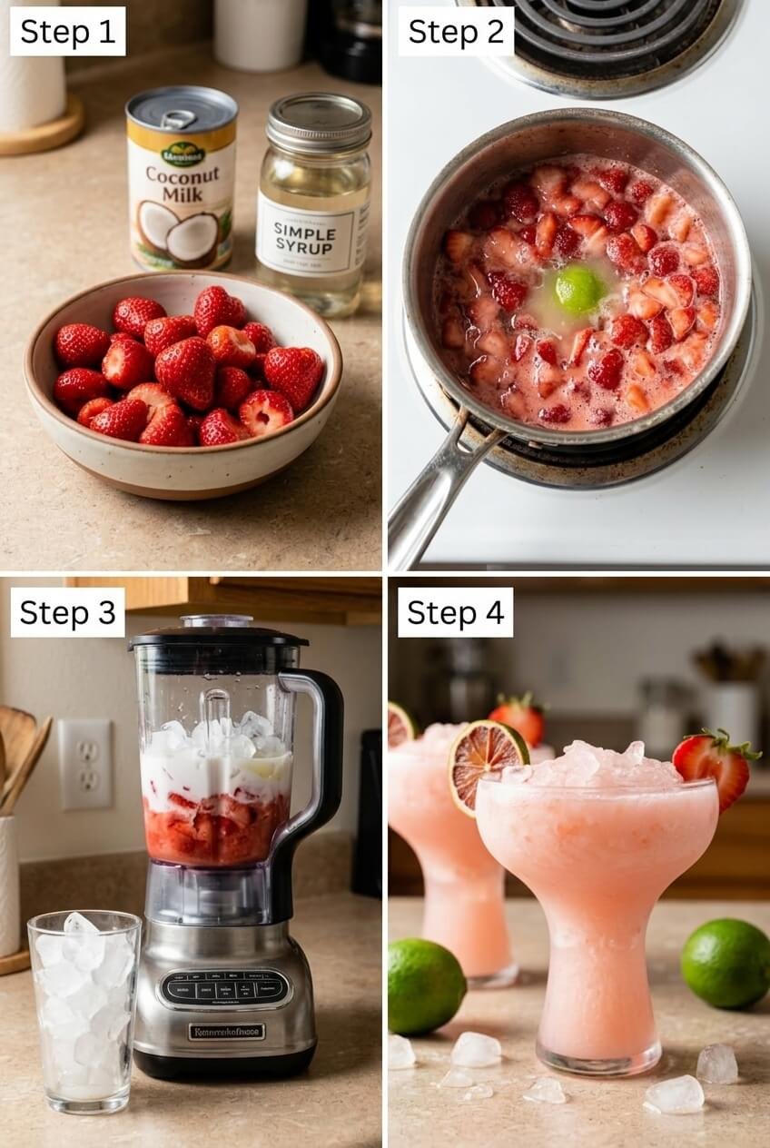 cooking Tropical Strawberry Coconut Cooler step by step