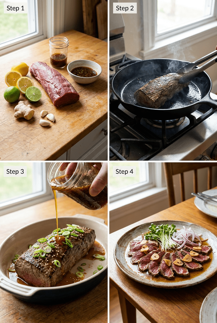 how to make Beef Tataki with Citrus Ponzu step by step
