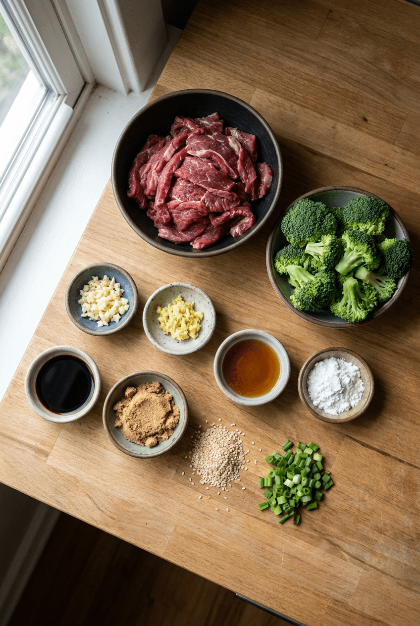 ingredients for Classic Beef and Broccoli Stir Fry