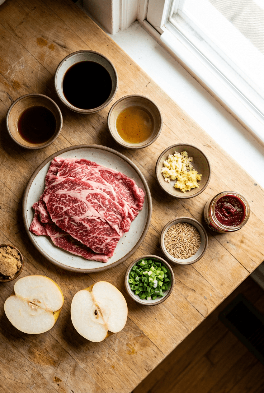 ingredients for Classic Beef Bulgogi (Korean BBQ Beef)
