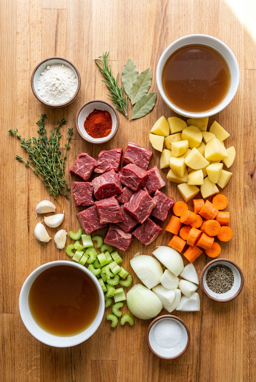 ingredients for Classic Hearty Beef Stew