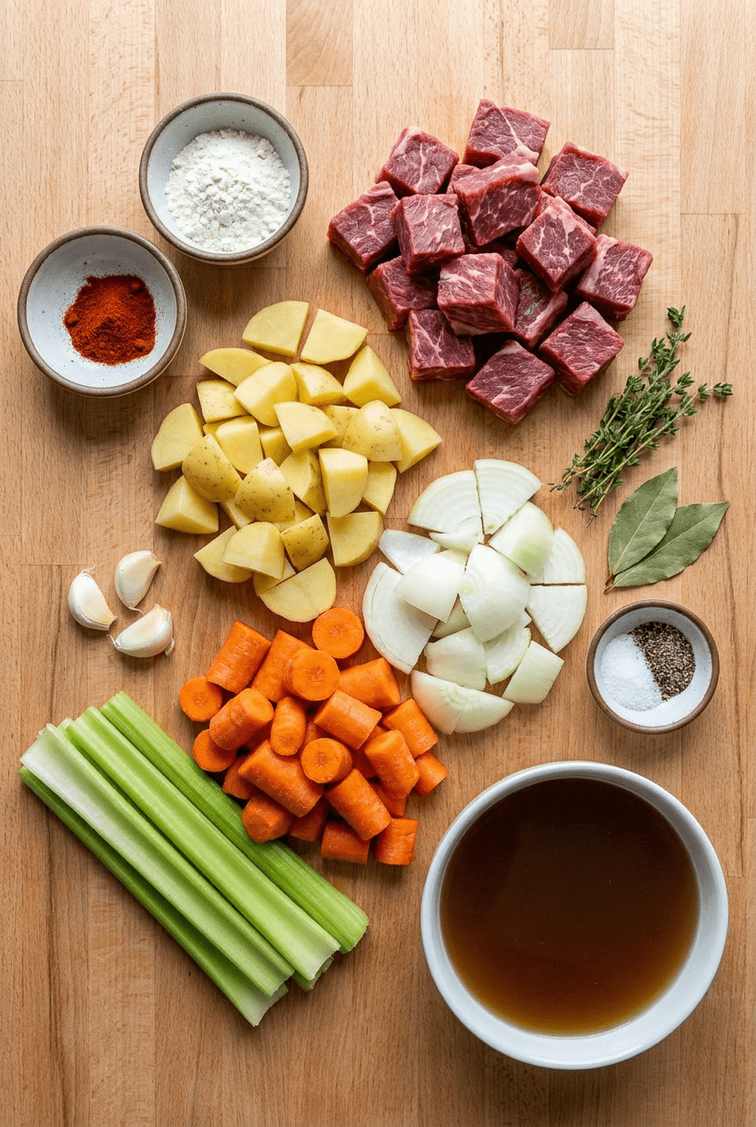 ingredients for Classic Homestyle Beef Stew