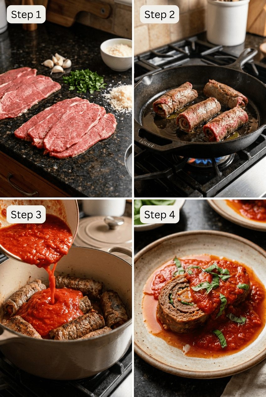 how to make Classic Italian Beef Braciole in Rich Tomato Sauce step by step