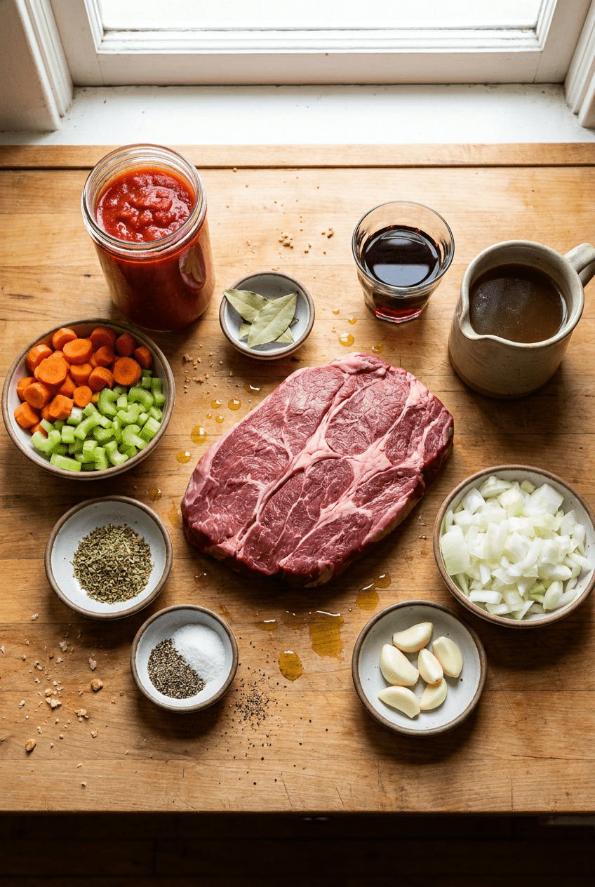 ingredients for Classic Italian Beef Ragu