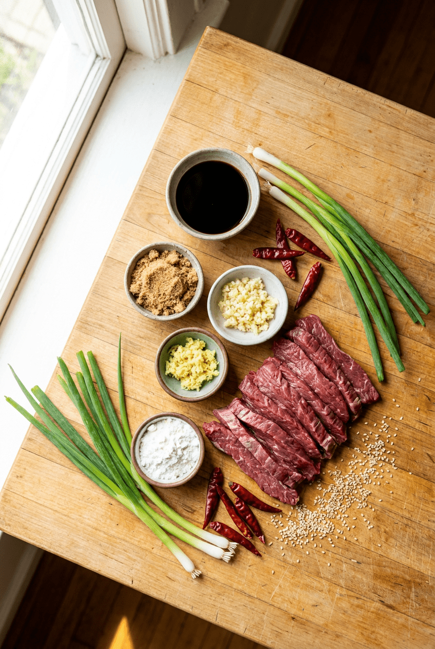 ingredients for Classic Mongolian Beef