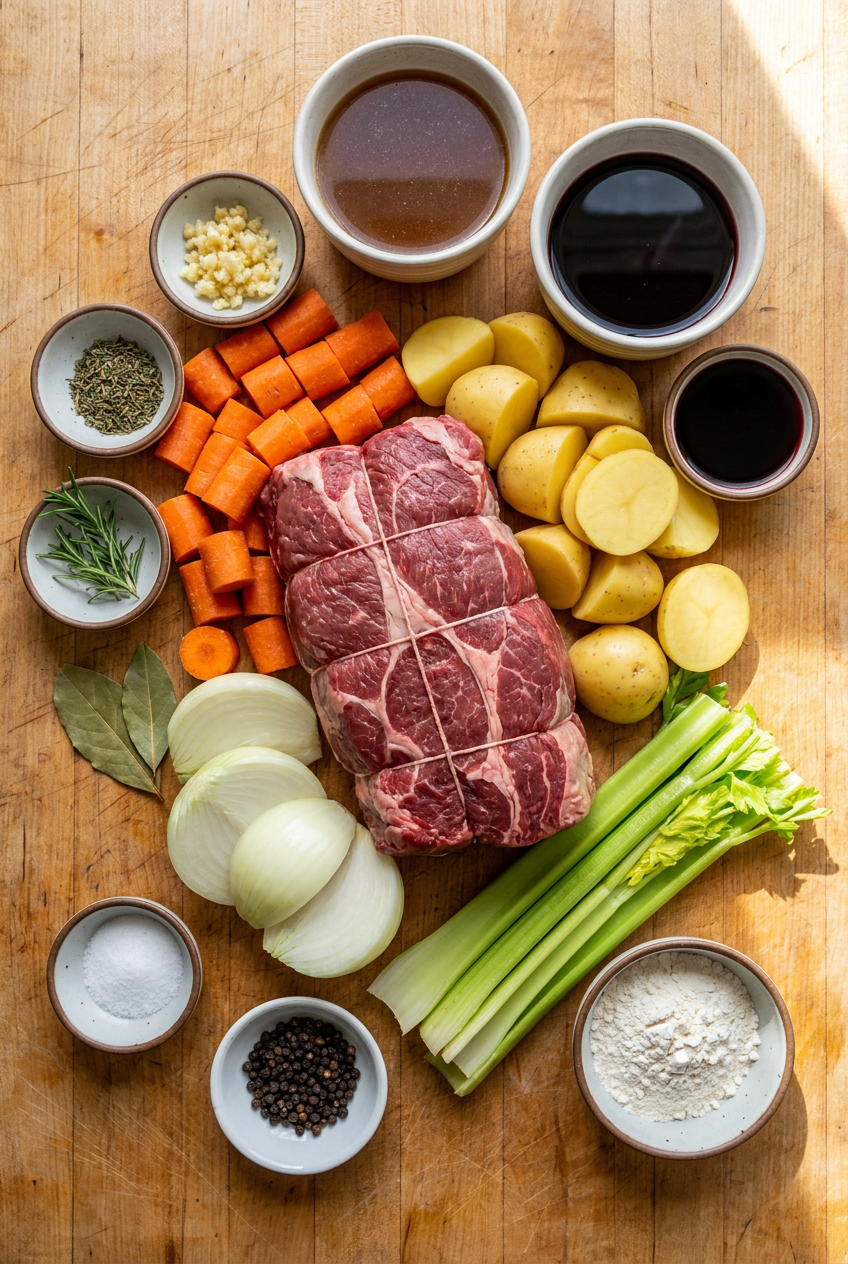 ingredients for Classic Slow Cooker Roast Beef with Vegetables
