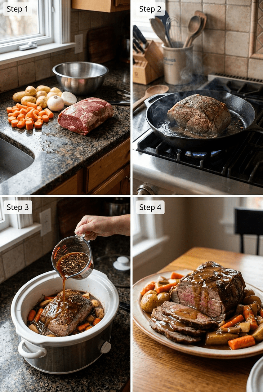 how to make Classic Slow Cooker Roast Beef with Vegetables step by step