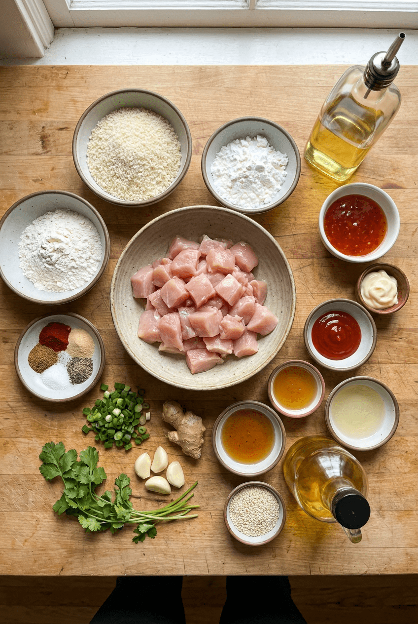ingredients for Crispy Bang Bang Chicken