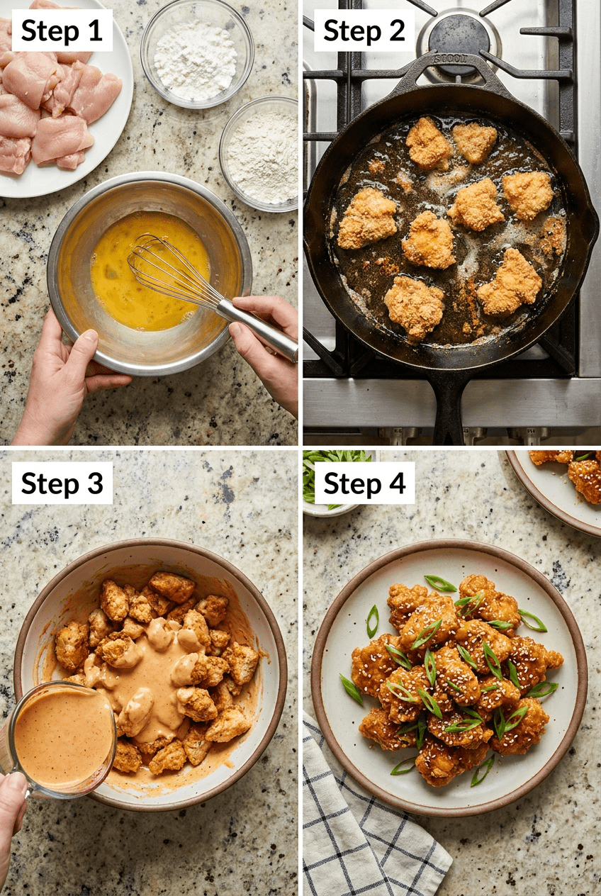 how to make Crispy Bang Bang Chicken step by step