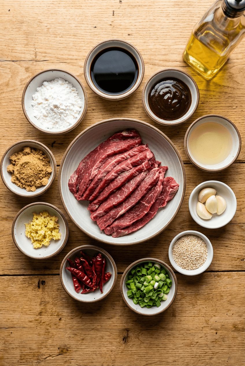 ingredients for Crispy Beijing Beef