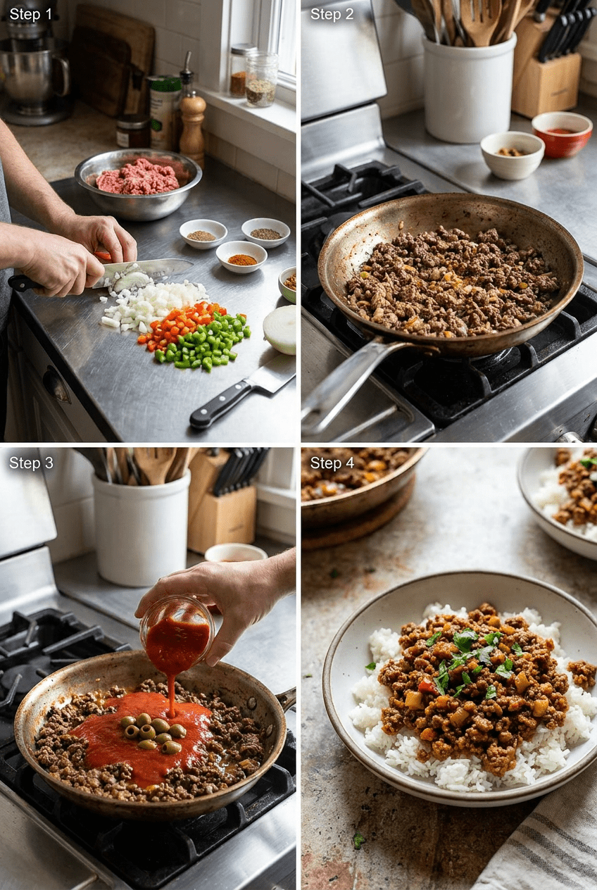 how to make Cuban-Style Beef Picadillo step by step