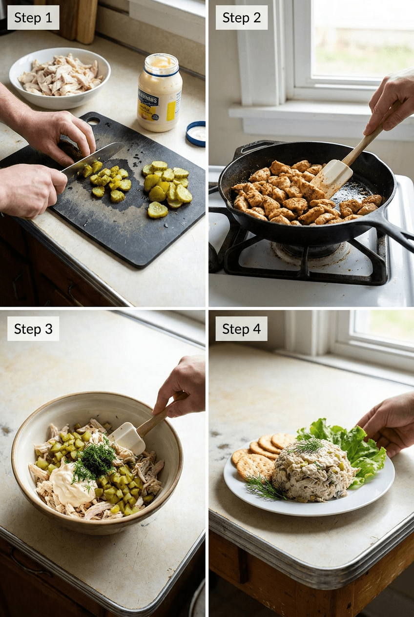 how to make Easy Dill Pickle Chicken Salad step by step