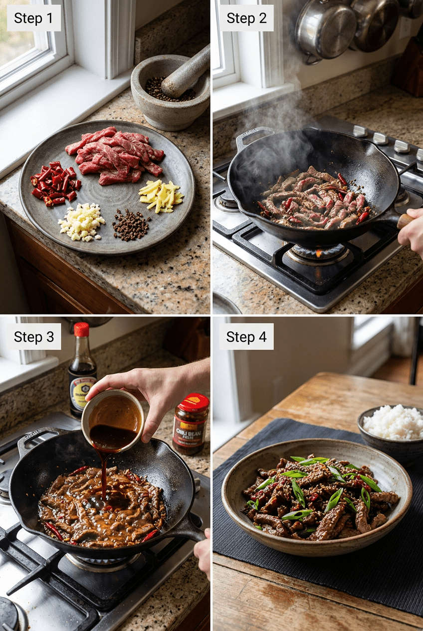 how to make Fiery Szechuan Beef Stir-Fry step by step