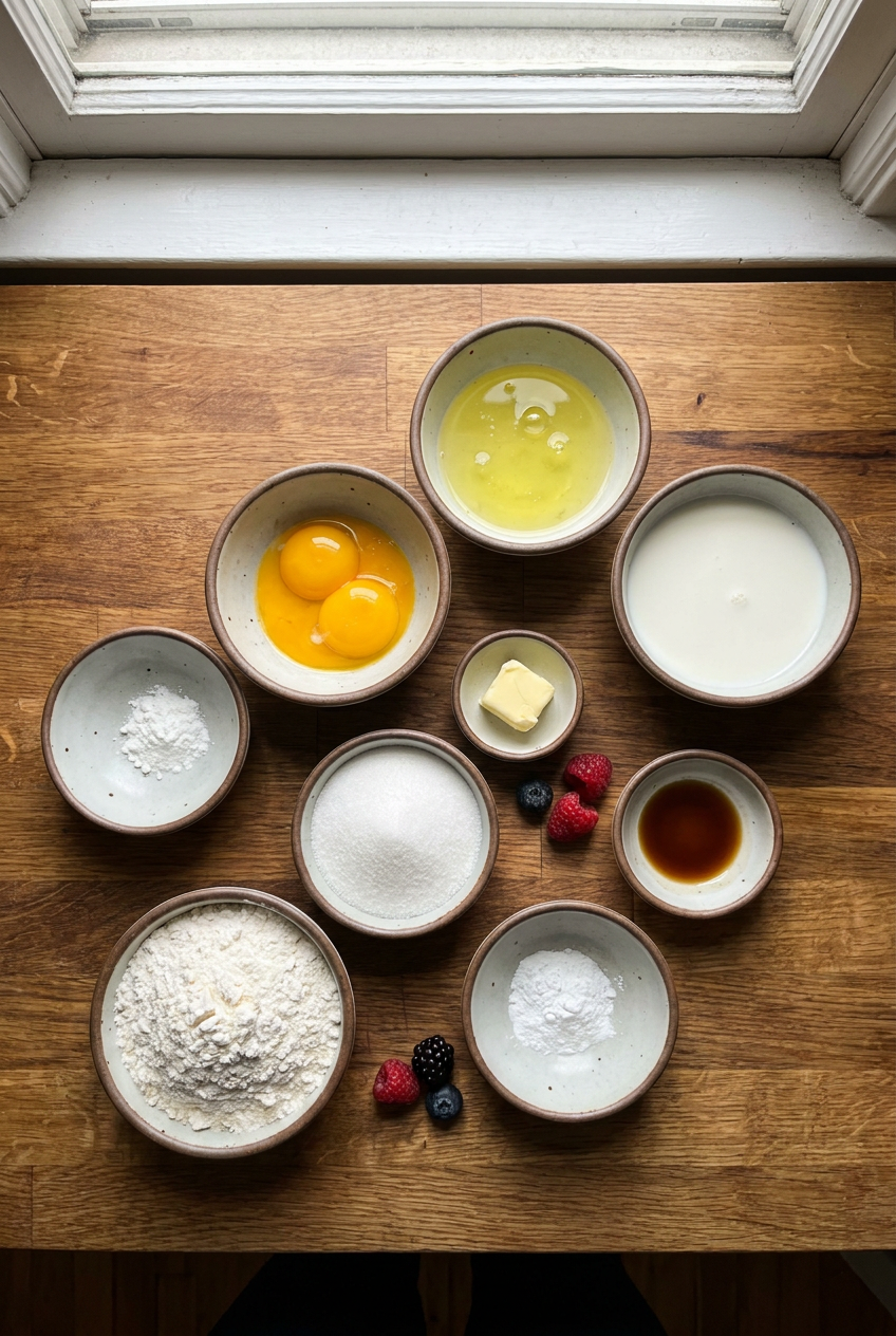 ingredients for Fluffy Japanese Souffle Pancakes