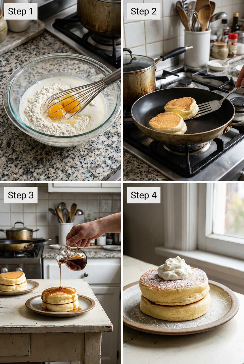 how to make Fluffy Japanese Souffle Pancakes step by step