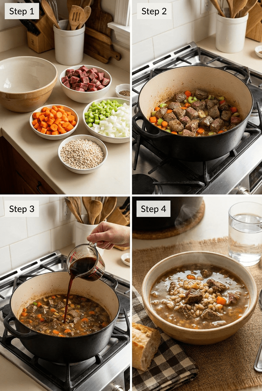 how to make Hearty Classic Beef and Barley Soup step by step