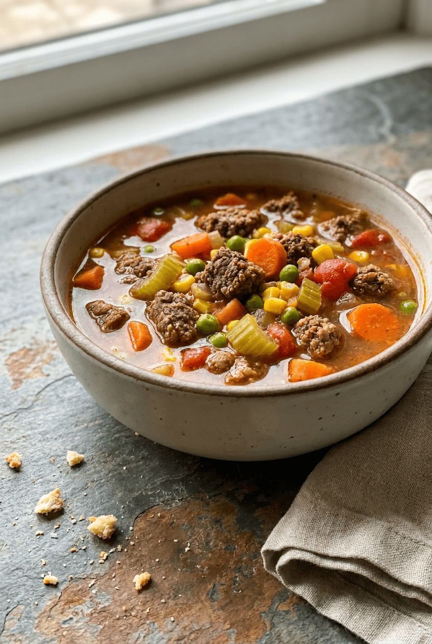 Hearty Ground Beef and Vegetable Soup