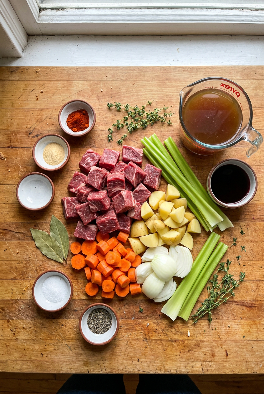 ingredients for Hearty Instant Pot Beef Stew