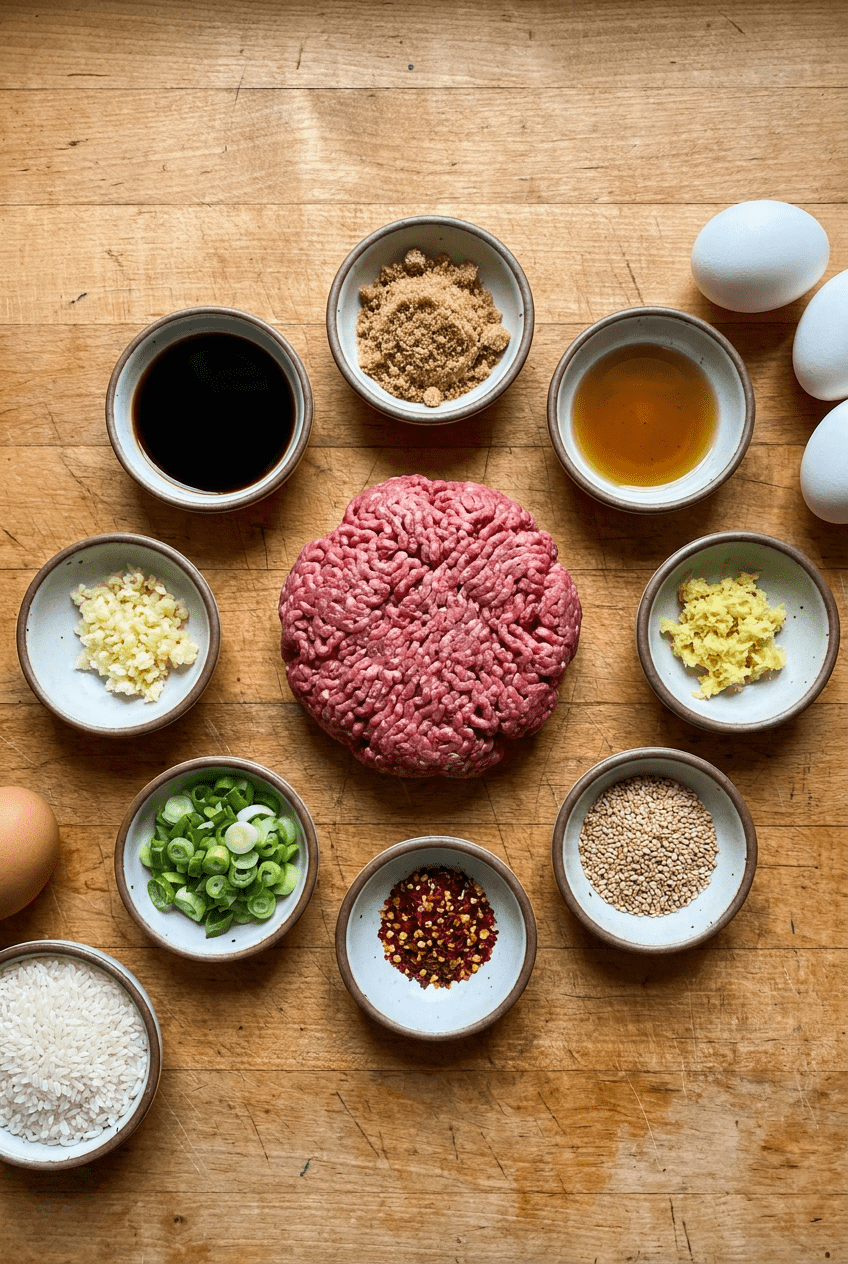 ingredients for Quick Korean Ground Beef Bowl