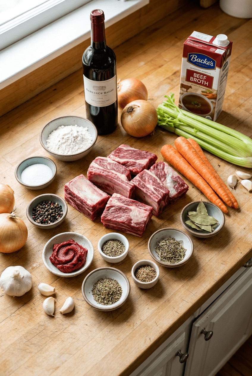 ingredients for Red Wine–Braised Beef Short Ribs