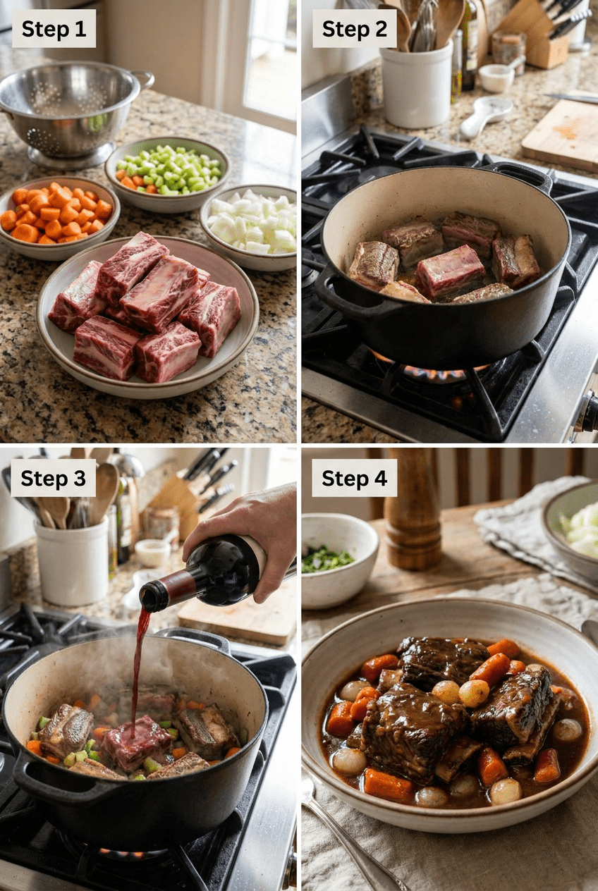 how to make Red Wine–Braised Beef Short Ribs step by step