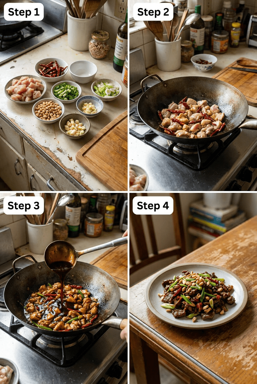 how to make Sizzling Kung Pao Beef step by step
