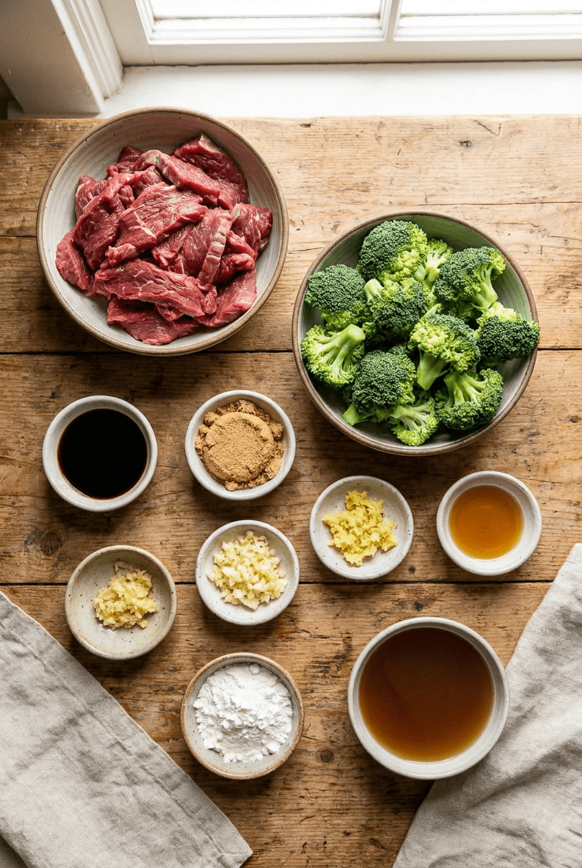 ingredients for Slow Cooker Beef and Broccoli
