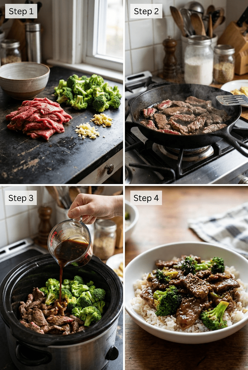 how to make Slow Cooker Beef and Broccoli step by step