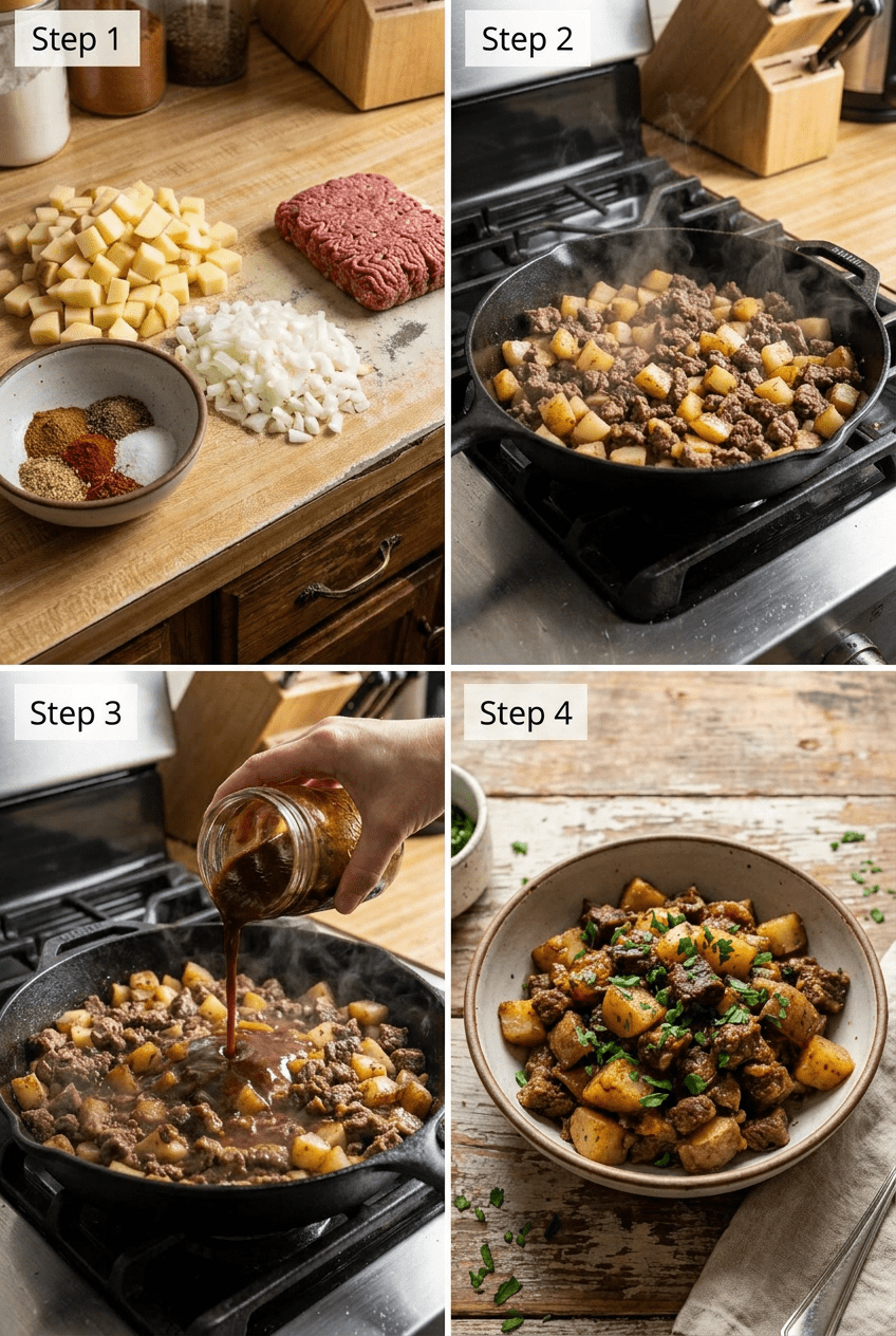 how to make Smoky Skillet Beef and Potatoes step by step
