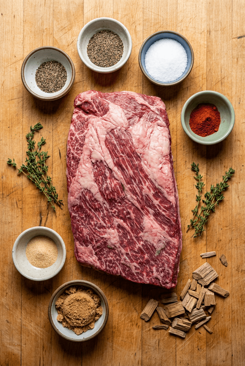 ingredients for Texas-Style Smoked Beef Brisket