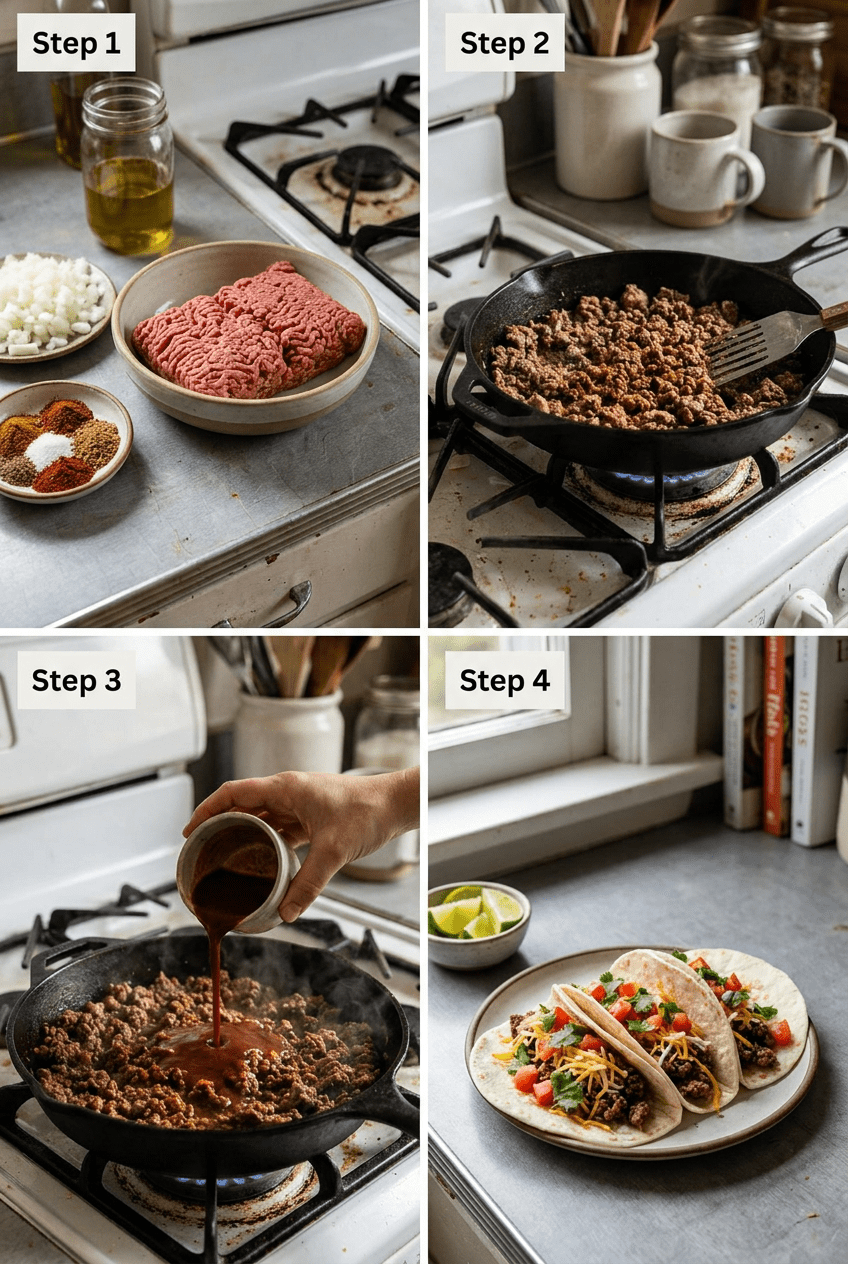 how to make Ultimate Ground Beef Tacos step by step